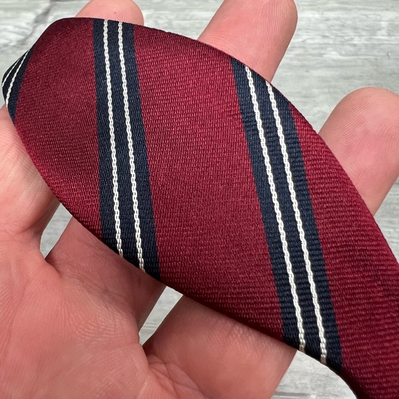 Racquet Club Red w/ Navy & White Stripe Silk Bowtie - Picture 3 of 4